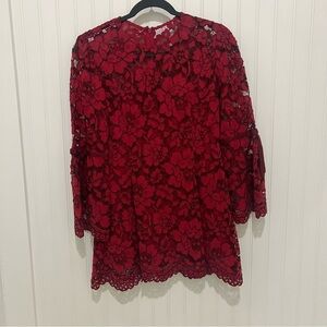 Lela Rose Red Lace Mini Dress